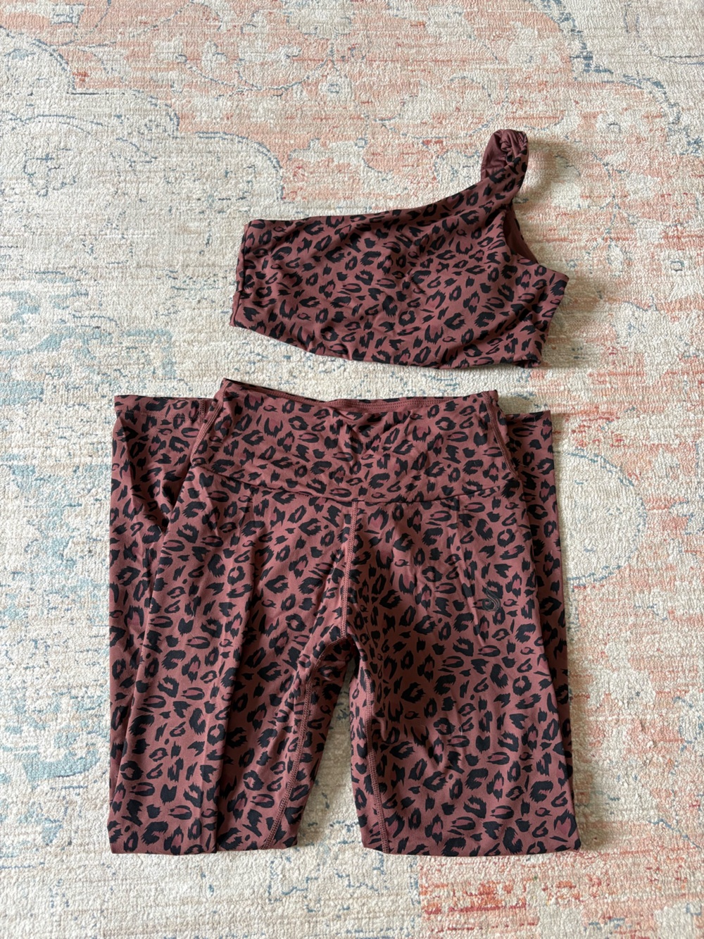 Ryderwear Leopard Print Two-Piece Set in Dusty Rose and Black